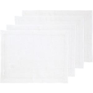 Solino Home Linen White Placemats Set of 4-100% Pure Linen Placemats 14 x 19 Inch for Summer - Fete