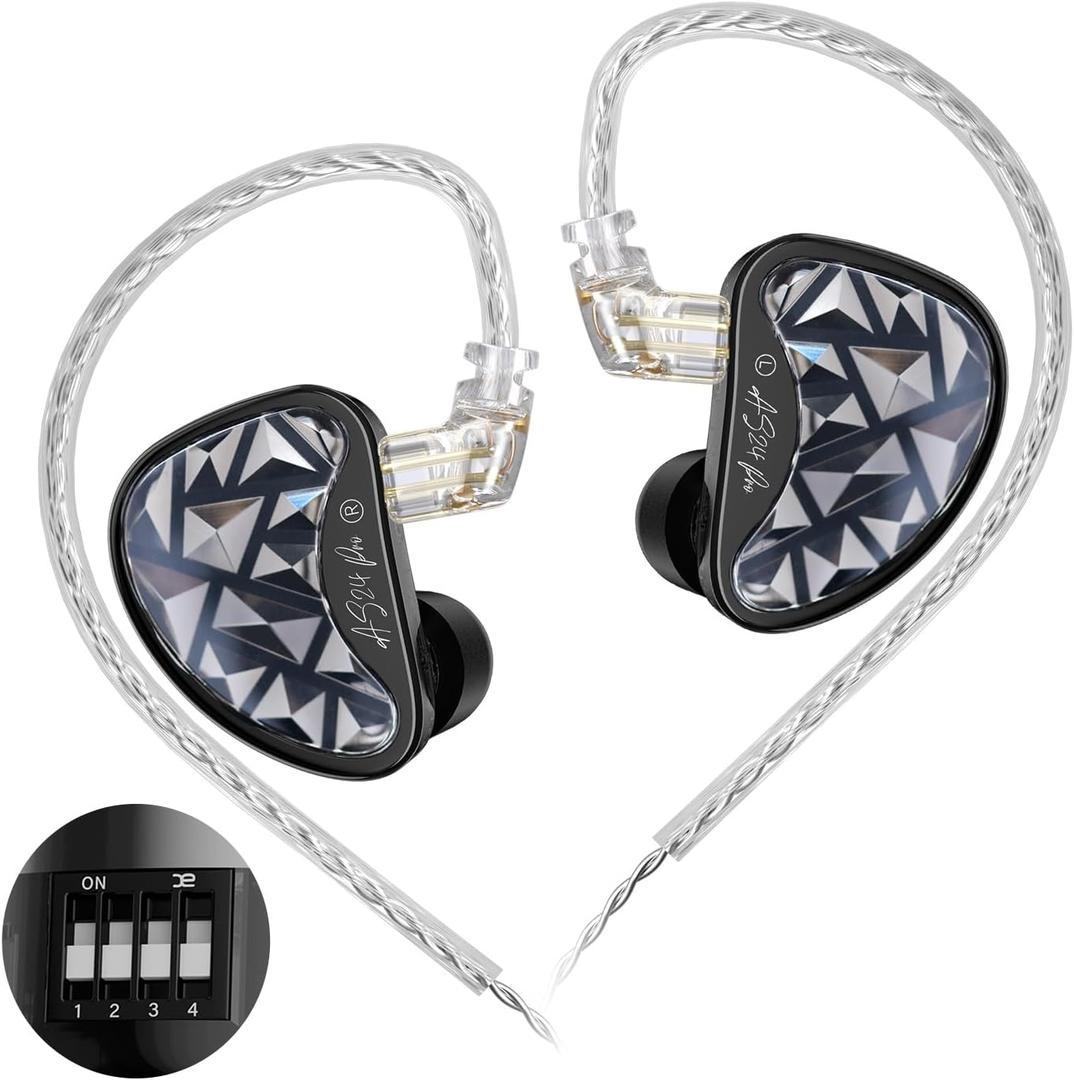KZ AS24 Pro in-Ear Monitor Headphone, 24BA Drivers High-Performance IEM with 8 Tuning Switches, HiFi Bass Noise Isolation Gaming Earbuds Clarity in All Frequency Comfortable Earphones (Nomic)
