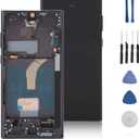 6.8 inch for Galaxy S22 Ultra, LED LCD Display Digitizer Assembly S22ultra 5G LCD Screen Replacement with Black Frame, Tested Before Shipping