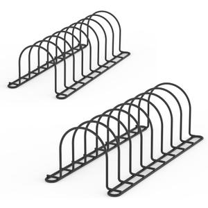 JAQ Pan Organizer Rack for Cabinet, Pot Lid Holder & Baking Sheet Organizer, Plate and Cutting Board Rack for Kitchen Countertop or Cabinet (2 Pack, Black)