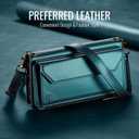 Wallet Case Compatible with iPhone 11 RFID Blocking 7-Card Holder Soft PU Leather Magnetic Snap Shoulder Strap Zipper Pocket Phone Case Fit for iPhone 11 for Women 6.1" - Blue Green