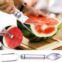2 x 2 in 1 Watermelon Cutter Slicer Tool, Upgrade Thicken Stainless Steel Watermelon Cutter Fruit Fork, 9.5In Large Size Fruit Knives Kitchen Gadget Dual-Use Melon Slicer for Home (2)