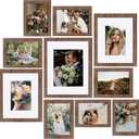 SESEAT Picture Frames Collage, Gallery Wall Frame Set with 11x14 8x10 5x7 4x6 Frames in Brown Finishes, Set of 10