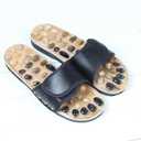 Reflexology Foot Massager Slipper Acupuncture Massage Sandals with Natural Stones Acupoint Massage Shiatsu for Foot Pain Relief Suit for Men and Women (L) Black