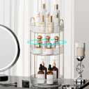 360 Rotating Makeup Organizer for Vanity - 3 Tier Perfume Organizer with Large Capacity - Skincare Organizer for Bathroom Counter - Space-Saving Cosmetic Storage for Dresser Countertop (Clear)