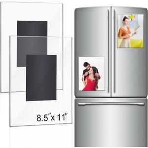 2 Pcs Acrylic Magnetic Photo Frame for Fridge Large Magnetic Picture Frames Clear Magnetic Acrylic Frame for Locker Cubicle Display Children Artworks and Schedules(8.5 x 11 Inch)