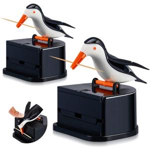 Suclain 2 Pieces Woodpecker Toothpick Holder Bird Toothpick Dispenser Bird Shape Toothpick Case Cute Funny Toothpick Box for Kitchen (White and Black)