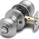Copper Creek Colonial Privacy Interior Door Knob  ANSI Grade-3 Certified, Modern Heavy Duty Handle, Easy Install and Reversible for Bedroom, Bathroom and Closets  Satin Stainless (1 Pack)