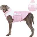 FUAMEY Cold Weather Dog Coat Pink XXL, Snow Jacket Large Dogs, Easy On with Side Straps, Adjustable Fit for Active Movements,(2XL-Pink)