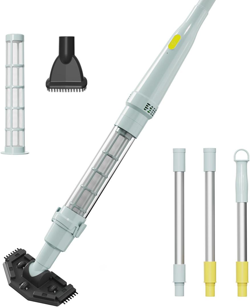 Lydsto S1 Lite Cordless Spa Hot Tub Vacuum Cleaner  90-Min Runtime, Powerful 20W Brushless Motor, Includes 3 Aluminum Poles, Lightweight Handheld Pool Vacuum to Clean Small Debris Types, Silver