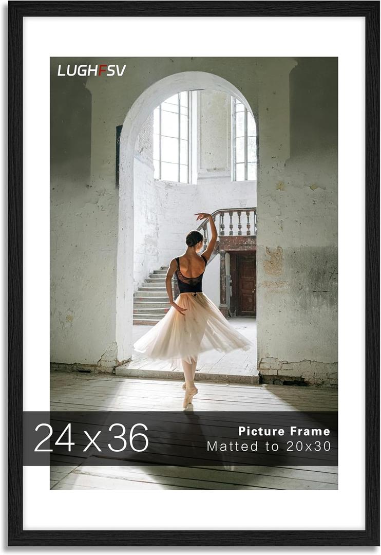 24x36 Large Picture Frame for Wall, Vertical or Horizontal Wall Hanging Large Poster Frame for Photo and Posters, Poster Frame 20x30 with Mat 24x36 Without Mat, 24X36 -1 Pack