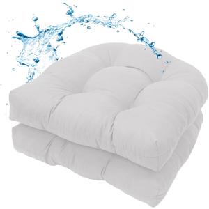 Water-Repellent Outdoor Chair Cushions Set of 2, 19”X19” Patio Chair Cushions with High Elasticity PP Cotton, Thick Tufted Outdoor Patio Furniture Cushions, Seat Cushions for Outdoor Furniture