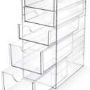 Prsildan Acrylic Drawer Makeup Organizer with 5 Drawers, Hair Accessories Organizer, Office Desk Organization, Clear Stackable Storage Drawers for Vanity, Countertop, Craft, Jewelry