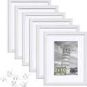 HappyHapi 8x10 Picture Frame Set of 6, 8x10 White Picture Frame Display Pictures 5x7 with Mat or 8x10 Without Mat. Wall Hanging Photo Frame or Tabletop Display Gallery Frame (White) (8 x 10, white*6)