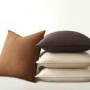Drapenova Neutral Brown Linen Pillow Covers Pack of 4 Decorative Natural Solid Throw Pillow Covers Soft Accent Boho Farmhouse Couch Pillowcases Modern Home Decors for Living Room Bed Sofa 18x18 Inch
