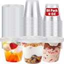 50 Pack 9 oz Disposable Clear Plastic Parfait Cups with Flat Lids, Yogurt Parfait, Putting Cups for Cake, Cold Drink, Ice Cream, Fruit, Salad
