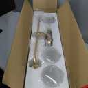 Durent Lighting Gold Vanity Light, 3 Lights Gold Bathroom Light Fixture with Seeded Glass, 22 1/2” L