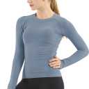 MathCat Seamless Workout Shirts for Women Long Sleeve Yoga Tops Sports Running Shirt Breathable Athletic Top Slim Fit (Medium, Blue Grey)