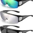 Frienda 3 Pcs Flip Glasses Polarized Sports Sunglasses Cover-up Tac Sunglasses for Men Women Driving Fishing