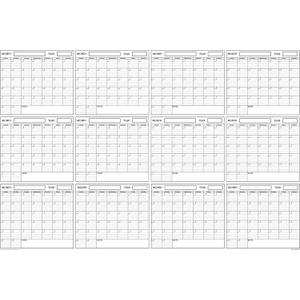 36x48 Large Jumbo Oversized Erasable Laminated Blank Annual Yearly Wall Calendar Poster, 12 Months, Reusable for Office, Academic, Home (36x48 Horizontal)