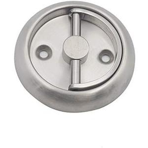 Round Recessed Door Handle/Deadbolt (No Key)(Standard US Door 1.3-1.7 inch / 35-45mm), NOT for Pocket Doors, Thin Latch with Rounded Edge.