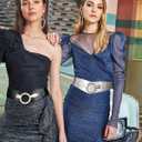 WHIPPY Women Wide Elastic Waist Belt Vintage Wide Stretch Waist Belt Fashion Retro Leather Waistband for Dresses (Gray)