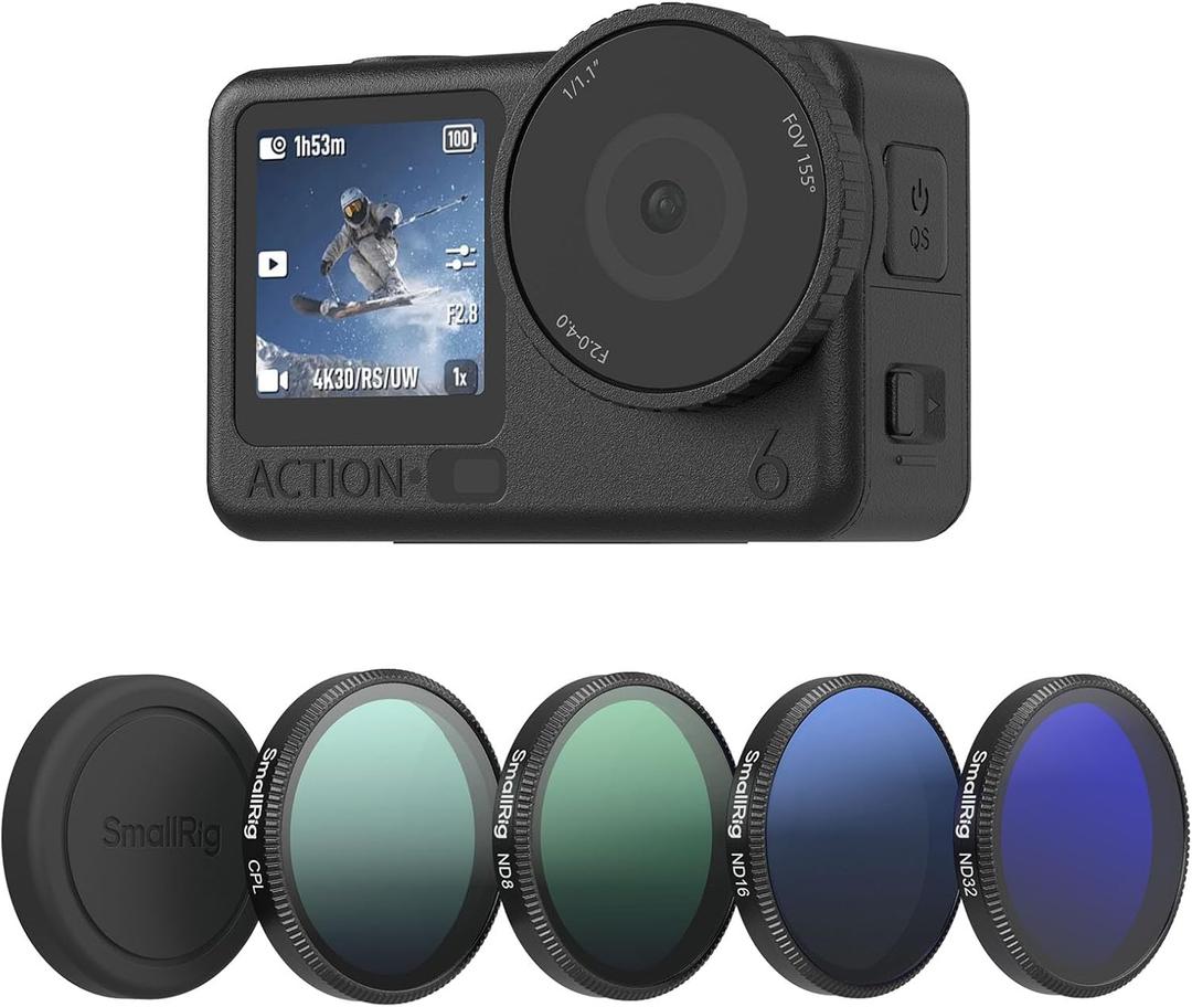 SmallRig ND Filter Kit for DJI Osmo Action 6, 5 Pack CPL ND8 ND16 ND32 Snap-On Polarizing Neutral Density Filters & Lens Silicone Cover, HD Optical Glass/Multi-Coated Filters-5895