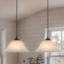 Black Pendant Lights Kitchen Island 2 Pack, 11.8 Inch White Glass Pendant Light with Frosted, Alabaster Island Pendant Lights, Vintage Farmhouse Pendant Lights for Dining Room, Bar, Cafe