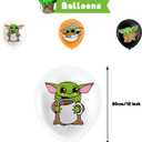 Yoda Birthday Party Decorations, 1 Banner, 18 Balloons, 1 Big Cake Topper, 12 Cake Topper,6 Hanging Swirls for Fans