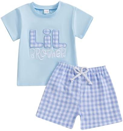 jiranqhc Little Brother Outfit Newborn Short Sleeve T-Shirt Shorts Toddler Summer Clothes Sibling Outfit, Size: 2-3T, Pack of 2