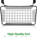 4PCS Over the Cabinet Basket, Over Cabinet Door Organizer, Grid Storage Baskets with Hooks, Metal Hanging Basket Kitchen Storage Organizer Holder for Pantry, Bathroom, Black, 11x9.2x4.3