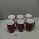 AmorArc Extra Large Coffee Mugs Set of 6, 20oz Ceramic Tall Coffee Mugs Set with Textured Geometric Patterns for Coffee/Tea/Beer/Hot Cocoa, Dishwasher & Microwave Safe, 3- Beige, 3- Dark Red