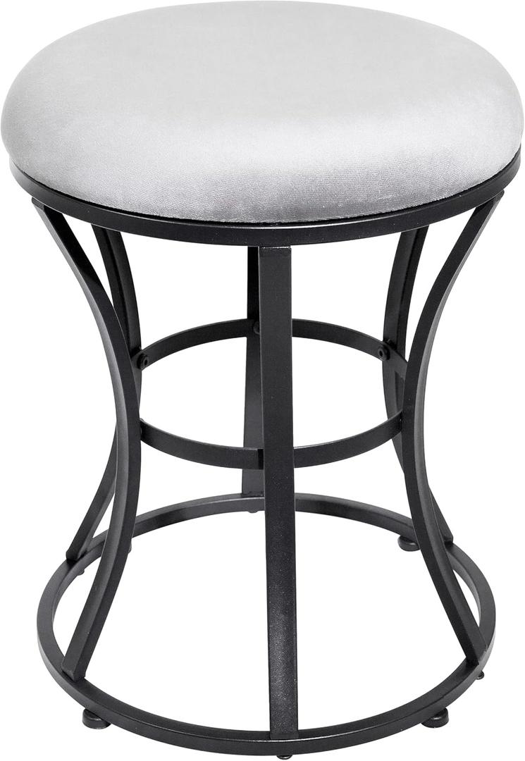 Vanity Stool, Grey Stools for Makeup Room, Round Ottoman Foot Stool, Velvet Footrest Vanity Chair for Bathroom, Bedroom, Living Room Furniture, Entryway, Offices