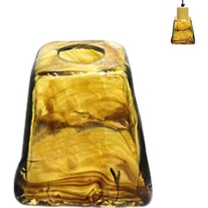 1-Pack 4.1" Amber Glass Square Bell Lamp Shade Replacement, Brown Delicate Texture Glass Cover, Torchiere Shade Decorative for DIY Pendant Light Table Lamp Swag Ceiling Lamp Wall Sconce