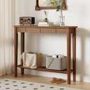 AQIMUELE Wood Console Table with Drawers, Walnut