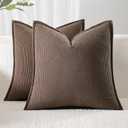 Corduroy Throw Pillow Covers 20x20 Set of 2 Boho Decorative Pillow Covers for Couch, Sofa, Bed Soft Square Cushion Covers for Living Room Decor (No Insert) Latte Brown