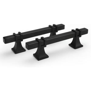 10 Pack 3 Inch Cabinet Handles Matte Black Cabinet Pulls Black Drawer Pulls Handware for Kitchen, Square Drawer Handles,76mm with Long Short Screws (3in Hole Centers)