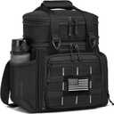 Tactical Lunch Box Cooler Bag for Men, Large Expandable Insulated Lunch box with Pockets, Heavy Duty Soft Leakproof Lunch Bag for Men Work, Camping, Picnic Outdoor Shifts, 16L Black