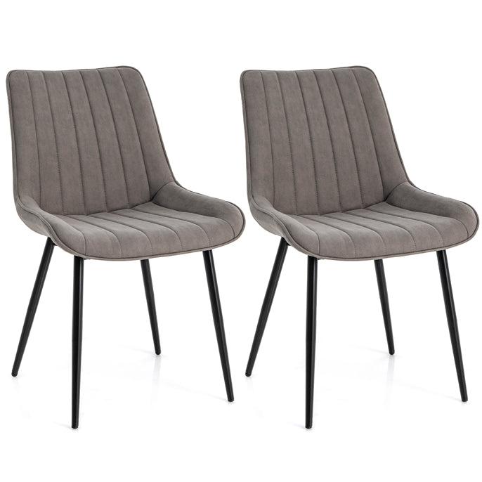 Giantex Dining Chair Set of 2, Faux-Leather Fabric Kitchen Dining Room Chairs, Upholstered Leisure Chairs w/Metal Legs