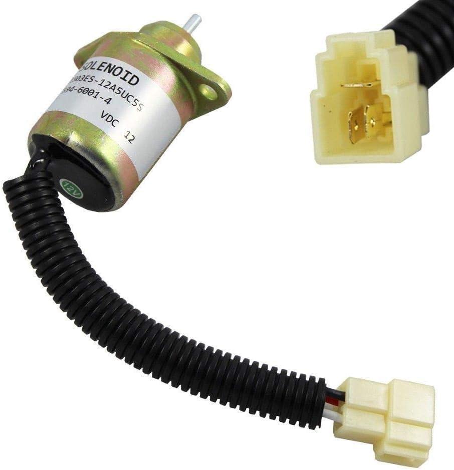 12V Fuel Shut Off Shutdown Solenoid for Kubota Engines B2400D B2400E B2400HSD B2400HSE BX2200 BX2200d BX22D 17454-60010