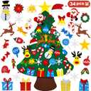 THAWAY DIY Felt Christmas Tree for Toddlers with 34 pcs Detachable Ornaments, Kids Door Wall Hanging Xmas Gifts Christmas Decorations