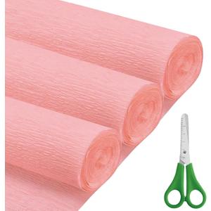 Crepe Paper Roll (17Inch x 8.2ft),3Rolls,Crepe Paper,DIY Gift Color Paper Flowers Set for Mother's Day, Valentine's Day, Birthday and Wedding Decoration Flowers Making (Pink)