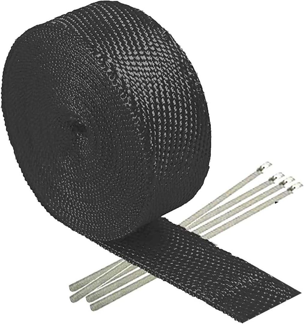 Stark Thermal Wrap 1" Wide x 50' Long - Fiberglass Heat Shield Exhaust Manifold/Header Wrap - Black