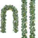 CQURE 3 Pack 5.9Ft Eucalyptus Garland,Artificial Eucalyptus Flowers Leaves Table Greenery Garland Wreath Vines for Wedding Party Table Fireplace Bedroom Wall Room Decor