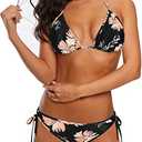 Century Star Women Tie Side Bottom Padded Top Triangle Bikini String Bathing Suit Two Piece Swimsuit Z Black Pink 16-18, XL