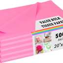 500 Sheets of Pink Tissue for Gift Bags - Bulk Wrapping Tissue, 20 X 30 Inches. Ideal Pink Packaging for Gift Wrap, Filler, Crafts, DIY Projects, Weddings, Birthdays, Baby Showers, Valentine's Day