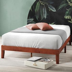 ZINUS Wen Wood Platform Bed Frame, Solid Wood Foundation, Wood Slat Support, No Box Spring Needed, Easy Assembly, Cherry, Full
