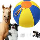 22" Herding Ball for Dogs with Bell Yellow & Blue Dog Ball for Large Dogs, Dog-Visible Colors, 900D Oxford Fabric, Non-Chew Interactive Dog Toy for Outdoor Training & Exercise with Air Pump Included
