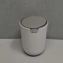 EKO Mini Desk Trash Can with Swing-Top Lid 0.4 Gallon Small Table Round Wastebasket for Office, Home, Car (White) (1.5 Liters)