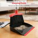 Broom and Step-on Dustpan Set, 59-in Adjustable Long Handle Broom with Dustpan Combo Set Outdoor Angle Broom for Sweeping Indoor Dust Pet Hair for Cleaning Kitchen Garage Deck Patio, Black&Red